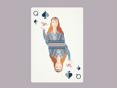 Sansa Stark as the Queen of Spades design dragon fan art flat design game of thrones illustration khaleesi vector