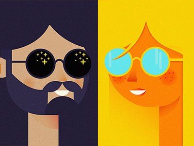 Mister Midnight & Lady Summer illustration night people summer sunshine