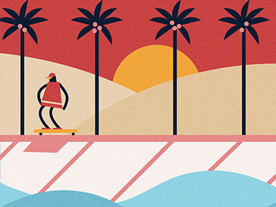 Go skate day beach california illustration skateboard venice