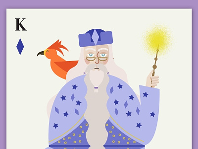 Dumbledore as the king of Diamonds dumbledore fawkes harry potter playing cards vector