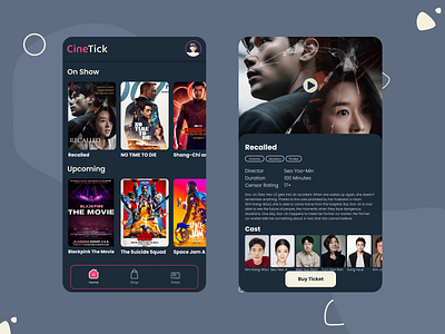 Cinetick App android branding design flat graphic design ios mobile mobile design ui ux vector
