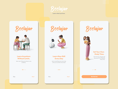 Onboarding Screen Beelajar App 3d branding design flat graphic design illustration logo minimalist mobile mobile design typography ui ux vector