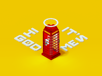 A phone call to heaven 3d art isometric magicavoxel voxel voxelart