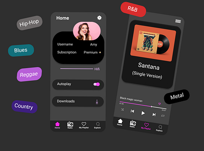 Music app design illustration minimal typography ui ux