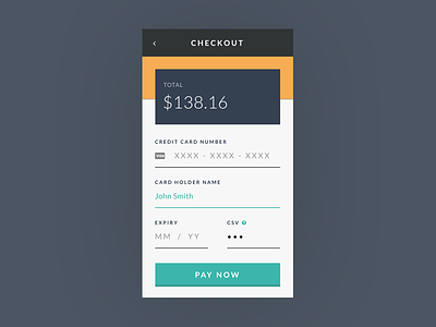 Daily UI #002 Checkout checkout daily ui dailyui pay now credit card payment