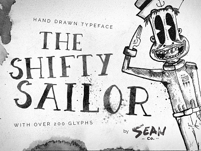 The Shifty Sailor Font decorative font hand drawn ink nautical retro sailor serif spurs typeface vintage watercolor