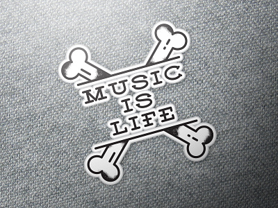 Music is Life Sticker art bones cross custom font life line music serif slab type