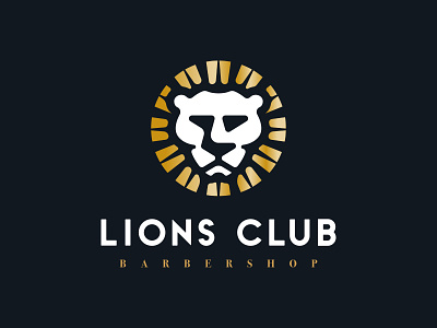 Lions Club Barbershop anaheim gold gothic icon lion logo logos sans serif simple smooth vintage