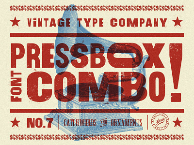PressBox Font Combo bold cut font letterpress letters metal moveable type wood