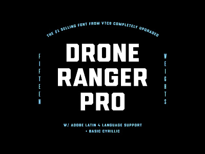 Drone Ranger PRO bold chiseled condensed extended family font sans vintage