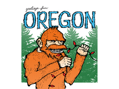 sasquatch OR greeting FINAL 1600x1200 holiday card illustration oregon