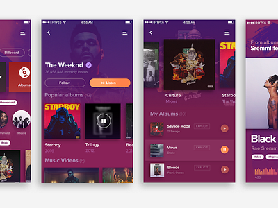 Visual Experiment app ios mobile music player profile