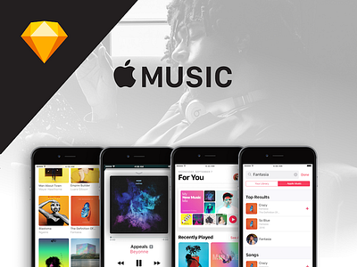 Apple Music Sketch UI Download | Freebie apple download free freebie kit music sketch spotify tidal ui ui kit ux