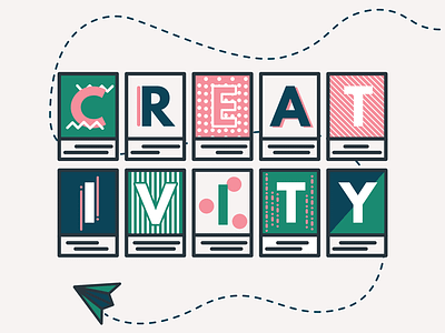 Creativity banner cute graphic design line art pastel typography