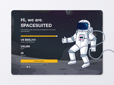 Crowdfunding campaign for SPACESUITED dailyui design illustration ui ux