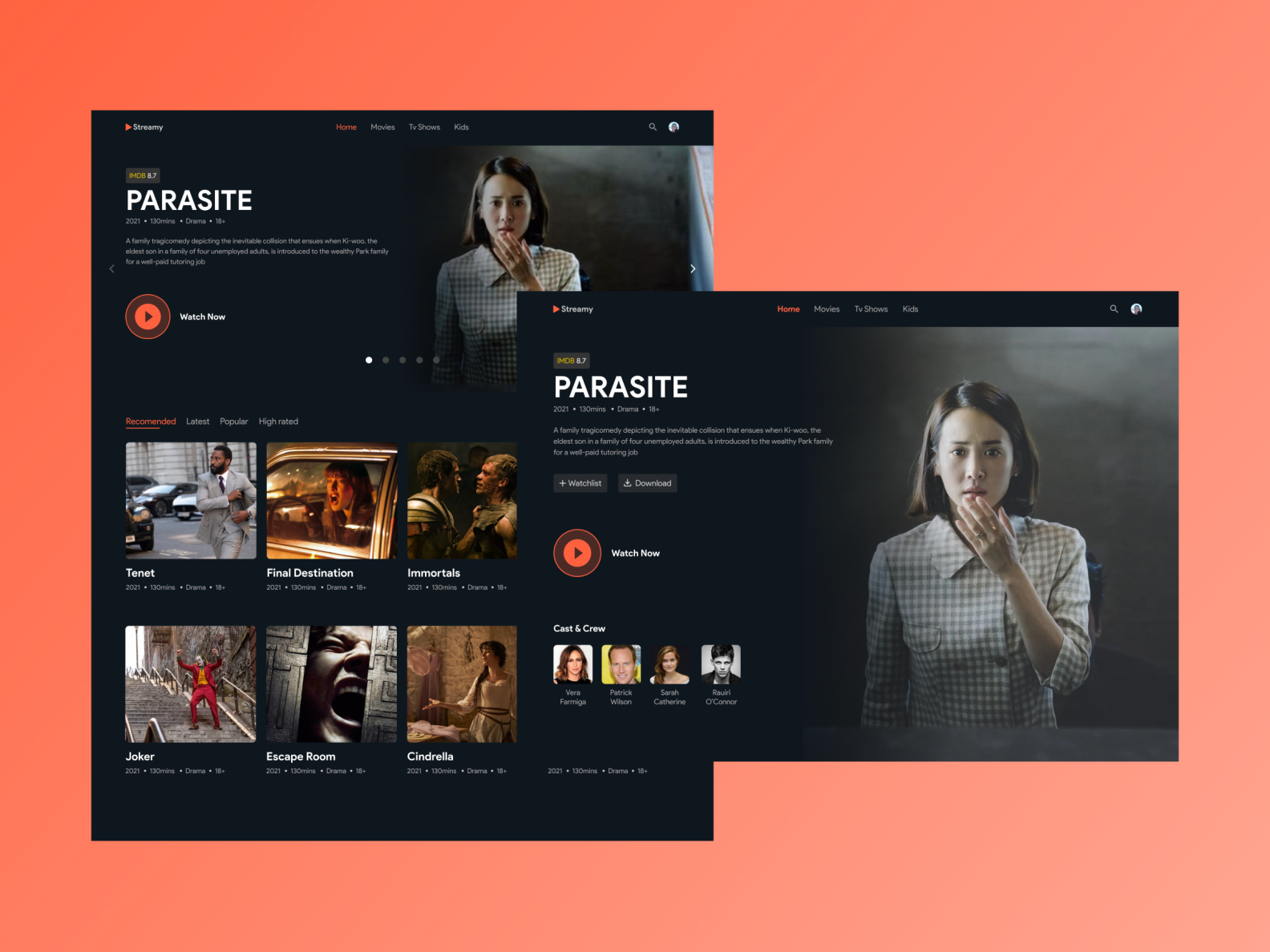 Streamy app movie cast by Varsha Sheela on Dribbble