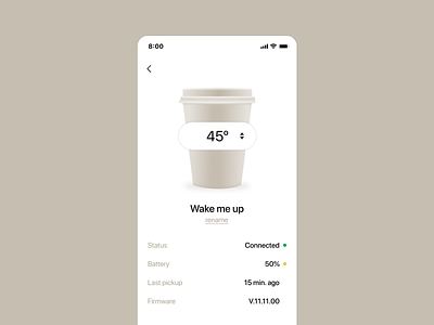 Smart mug settings - Font size practice about coffee cup draggable font size settings smart mug temperature ui