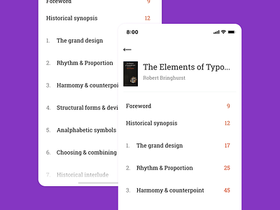 Book index - Box model practice app book book index books bookstore box model ebook ebook reader index navigation table of contents typography ui