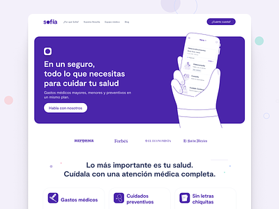 Sofia website 1 branding design insurance landing page product purple