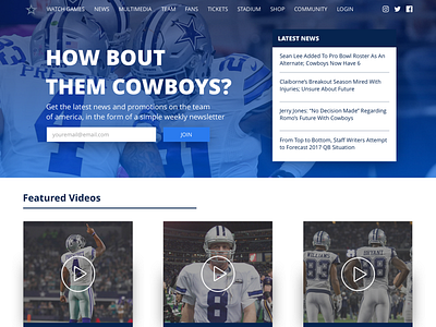 Cowboys redesign above the fold dallas dallas cowboys football landing page nfl redesign