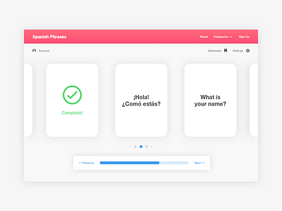 Spanish Phrases - User Interface Layout app daily ui design layout product design progress ui web
