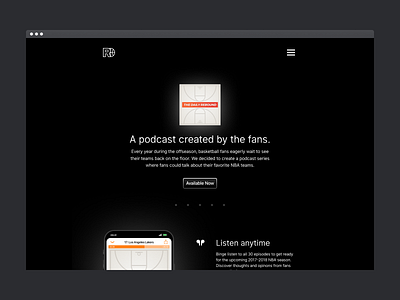 The Daily Rebound Podcast 🏀 — Website (Intro) daily ui dailyui dark theme design icon icons ios podcast ui ux web website