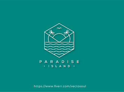 The best example of tourist logo in Flatline art style- paradise branding cleanminimalistlogo graphic design logo logo design minimalistlogo modernlogo