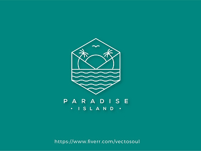 The best example of tourist logo in Flatline art style- paradise