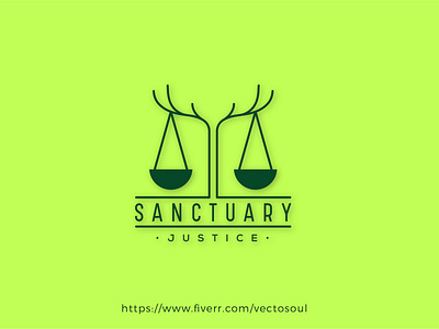 Flat minimalist line art logo for sanctuary justice