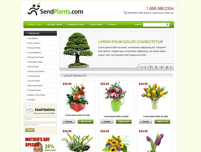 eCommerce Website Design to sell plants and flowers online. ecommerce flowers plant plants