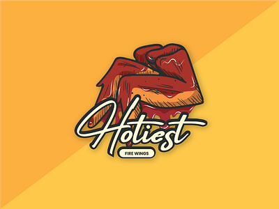 Hotiest Fire Wings Logo chicken wings fire wing food logo