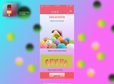 Ice cream App app design icon typography ui ux