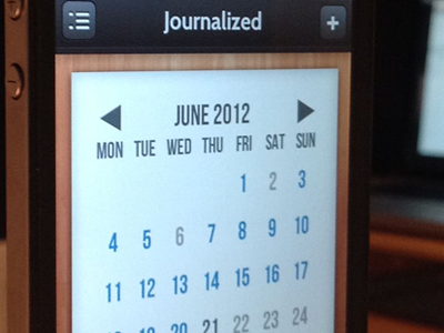 Journalized - Calendar view buttons calendar ios iphone leather month paper stitching wood