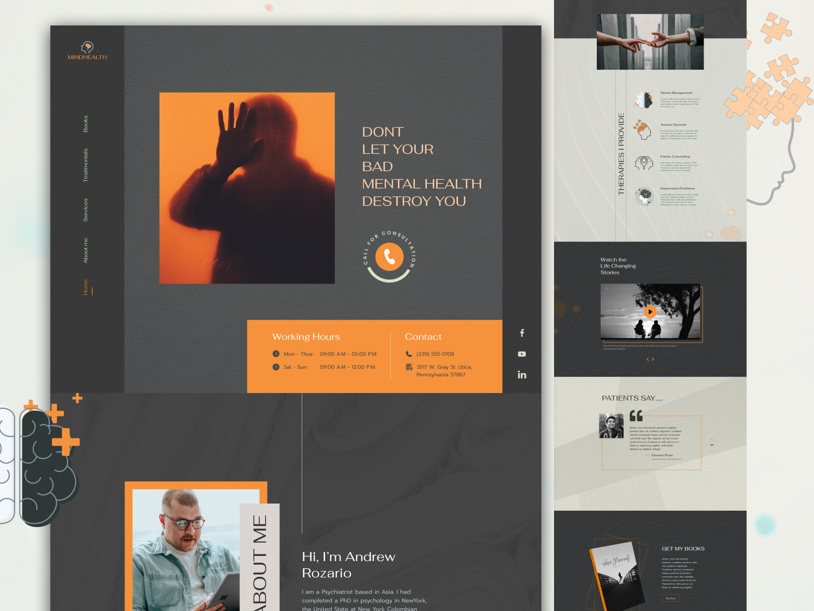 Psychiatrist Portfolio Website Landing Page Homepage Design By Real