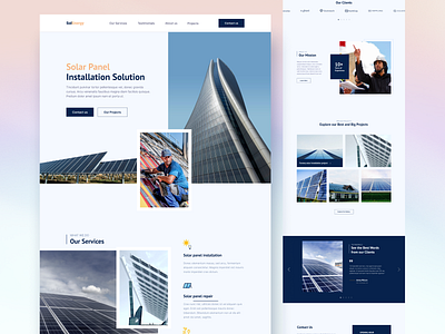 Solar Panel Installation Company Marketing Website UI Design agency clean company corporate energy environment homepage landing page landing page design manufacture company marketing marketing website modern solar panel technology ui ui trend uiux webdesign website