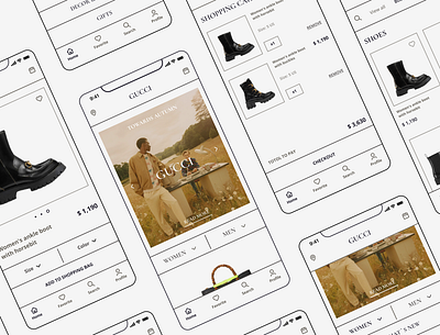 Gucci Product App | Shopping App app cart clean design e commerce e shop gucci ios mobile online store shopping app store ui ux