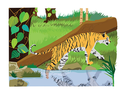 The majestic tiger animal biodiversity conservation digital art ecology illustration jungle nature tiger