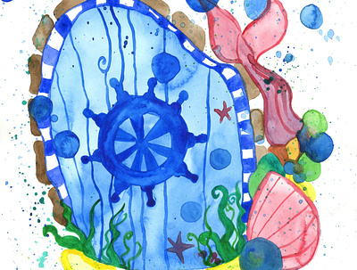 Mermaid Door book illustration children door fantasy fantasy art for kids mermaid mermaids nautical nursery sailing sailor sealife shipwreck