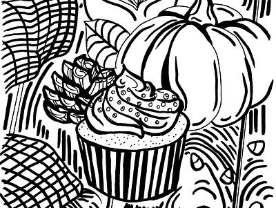 Cupcake food illustration halloween markers