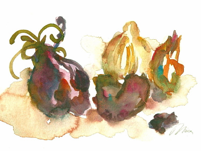Onions wet-on-wet food food illustration watercolor