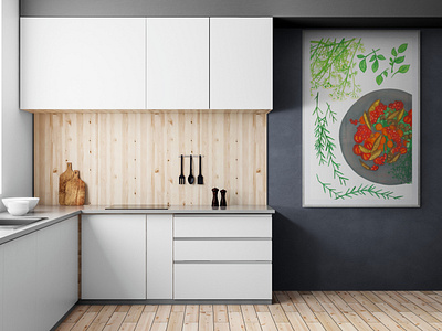 "Simple Taste" print on the kitchen wall