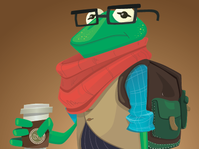 Hipster coffee frog hipster illustration