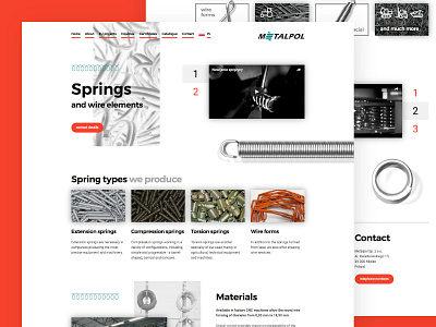 Metal spring producer industrial industry metal one page photo springs web web design webdesign