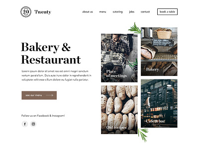 Twenty bar cafe clean design food photo restaurant typography ui ux web web design webdesign white