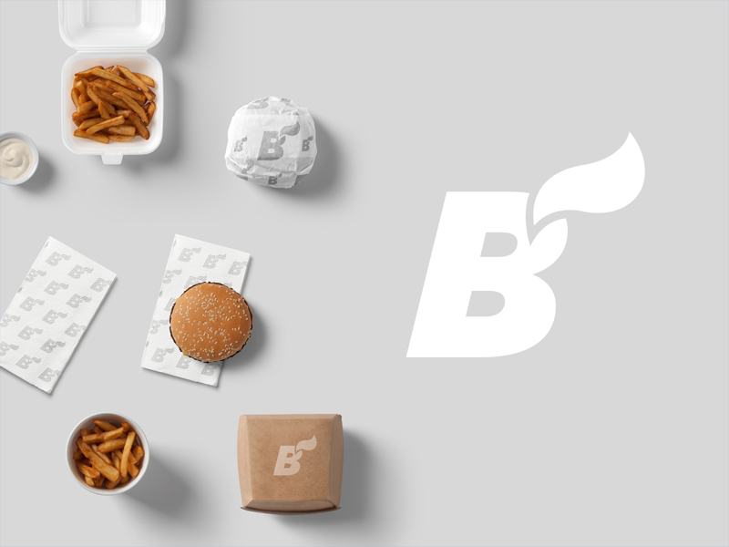 B! burger fries typography lettering design gastro food identity branding brand logotype logo