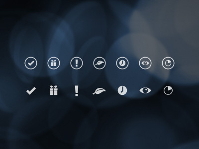 Various icons for an app alert clock eye gift icon leaf timer