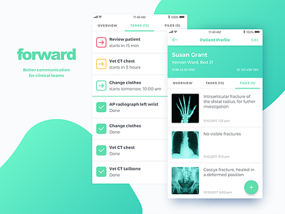 Forward - Healthcare App app doctor flat health app healthcare healthcare app ios list medical app medical design minimal mobile sketch ui ux