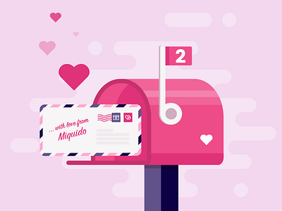 2 Dribbble Invites Giveaway 💌 💕 day giveaway illustration invite invites letter love mailbox miquido valentine valentine day valentines valentines day vector