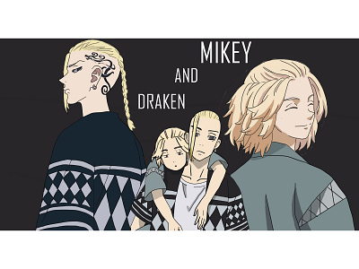 digital art work of "TOKYO REVENGERS" character MIKEY and DRAKEN anime digital art illustration