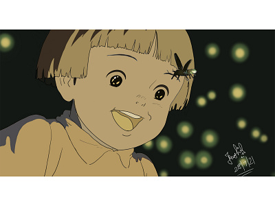 SETSUKON from the anime movie:-"GRAVE OF THE FIREFLIES". anime digital art